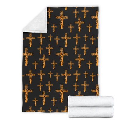 Christian Tree Of Life Cross Design Fleece Blanket