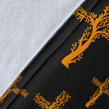 Christian Tree Of Life Cross Design Fleece Blanket