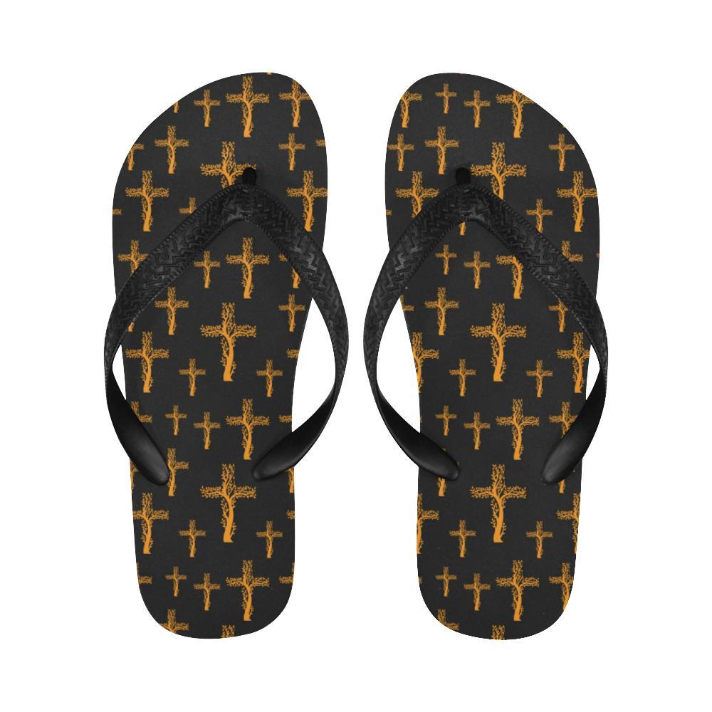 Christian Tree of Life Cross Design Flip Flops-JTAMIGO.COM