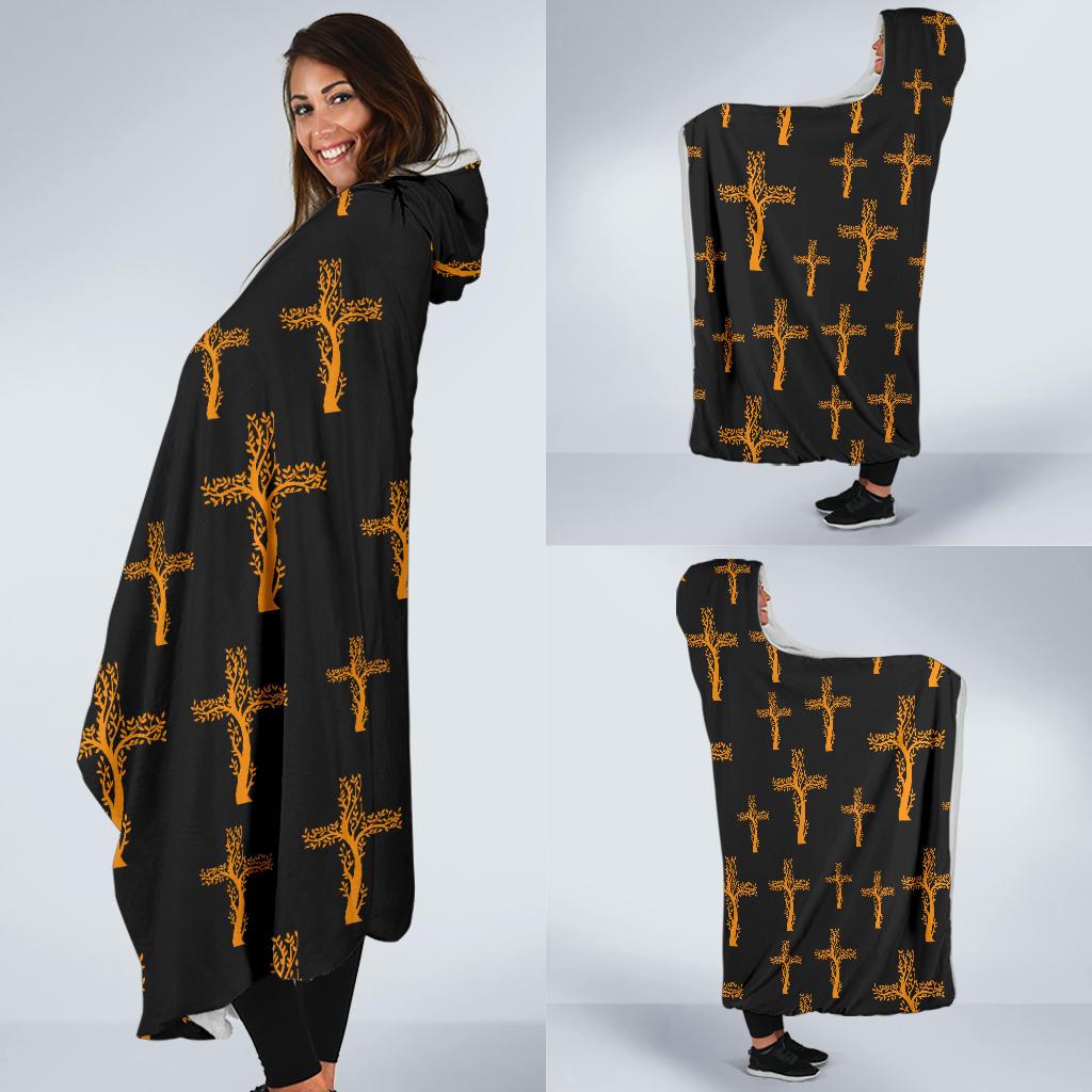Christian Tree of Life Cross Design Hooded Blanket-JTAMIGO.COM