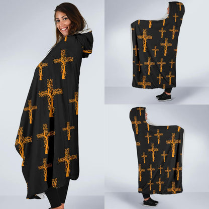 Christian Tree of Life Cross Design Hooded Blanket-JTAMIGO.COM