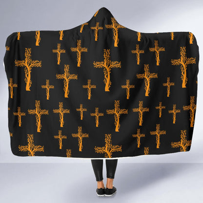 Christian Tree of Life Cross Design Hooded Blanket-JTAMIGO.COM