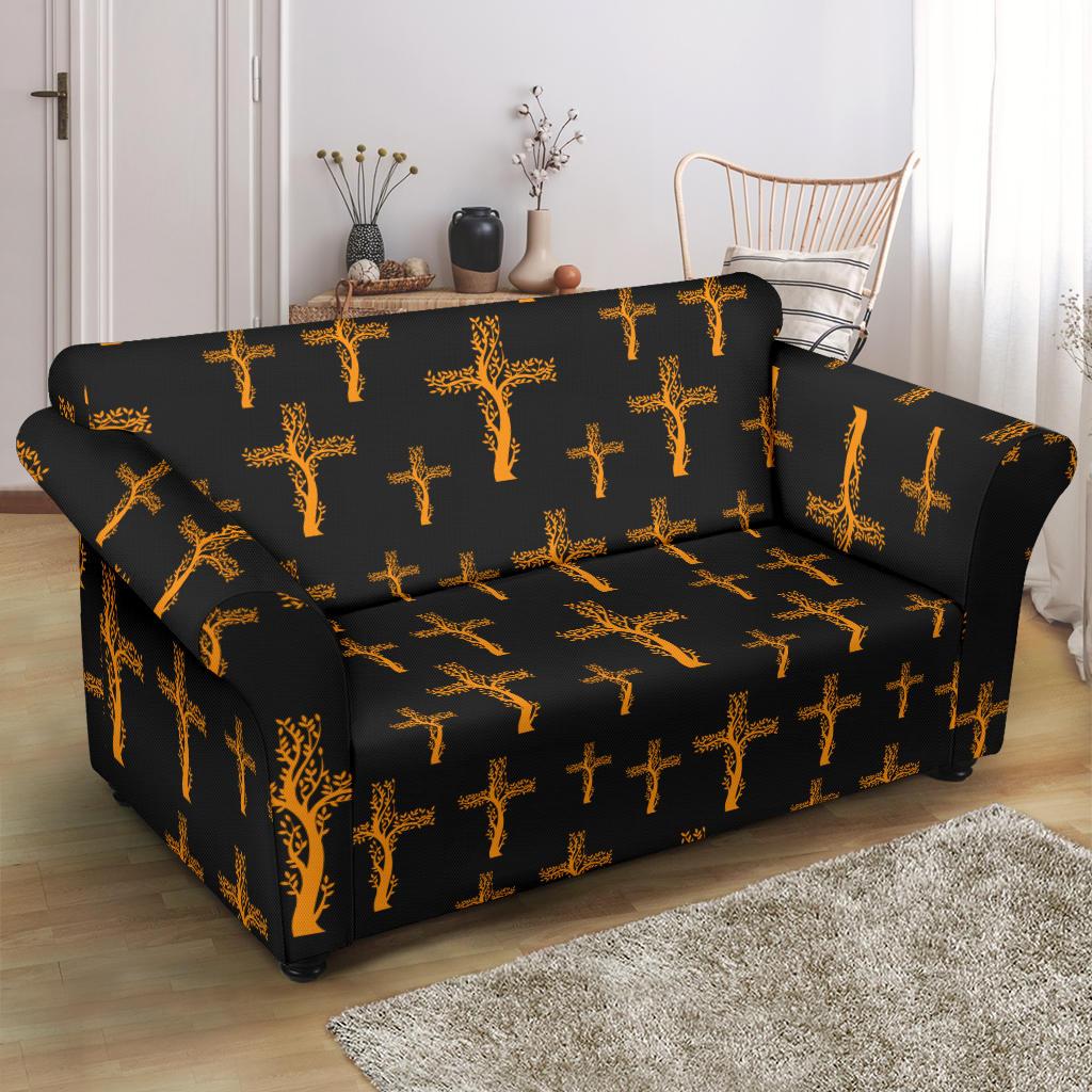 Christian Tree of Life Cross Design Loveseat Slipcover-JTAMIGO.COM