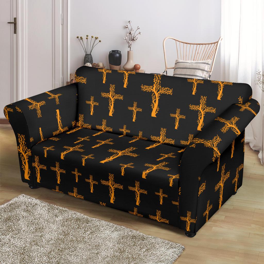 Christian Tree of Life Cross Design Loveseat Slipcover-JTAMIGO.COM