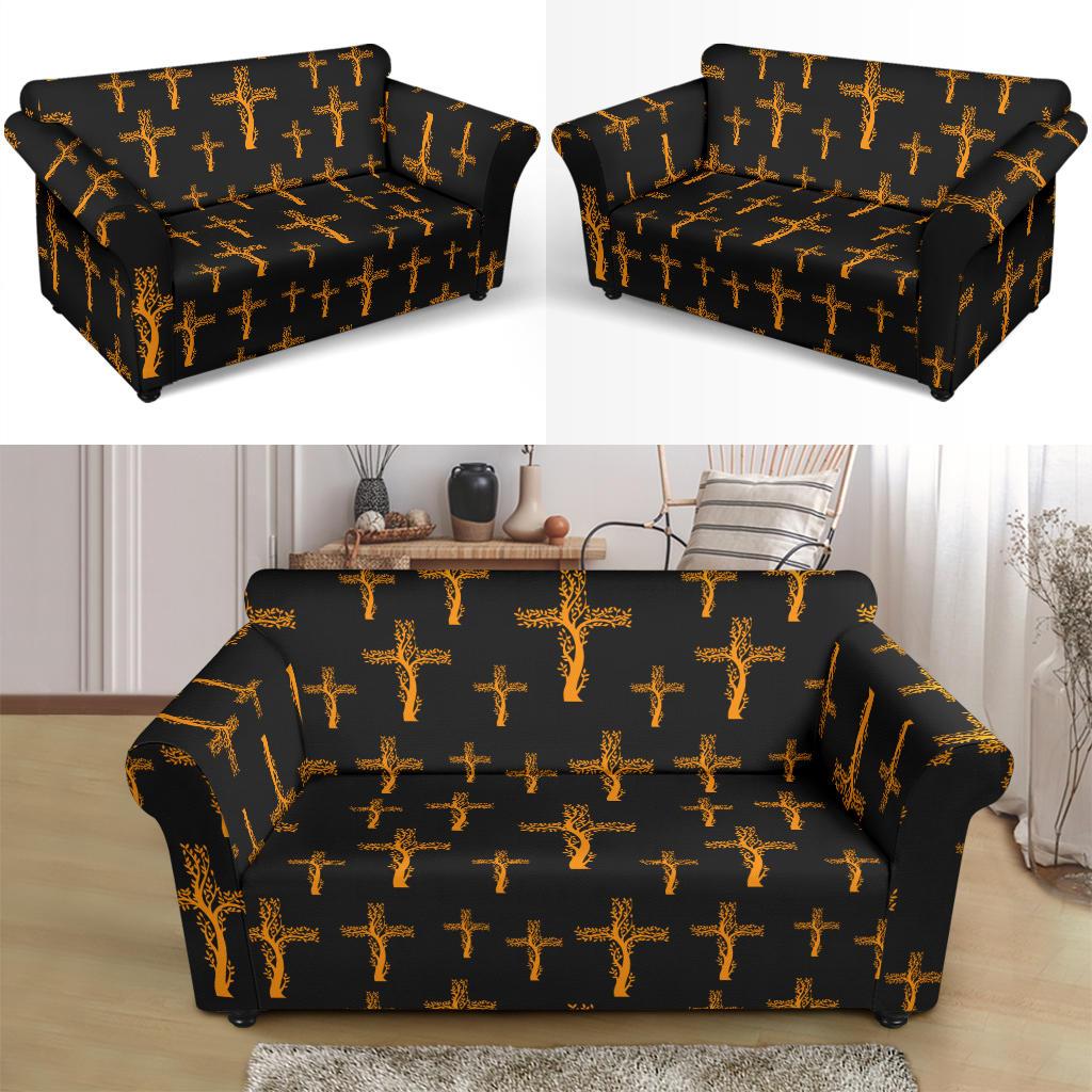 Christian Tree of Life Cross Design Loveseat Slipcover-JTAMIGO.COM