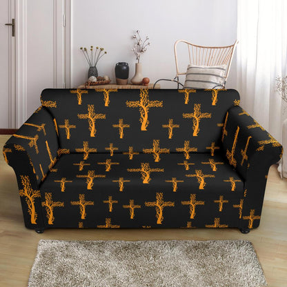 Christian Tree of Life Cross Design Loveseat Slipcover-JTAMIGO.COM