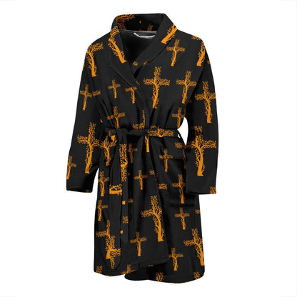 Christian Tree of Life Cross Design Men Bath Robe-JTAMIGO.COM