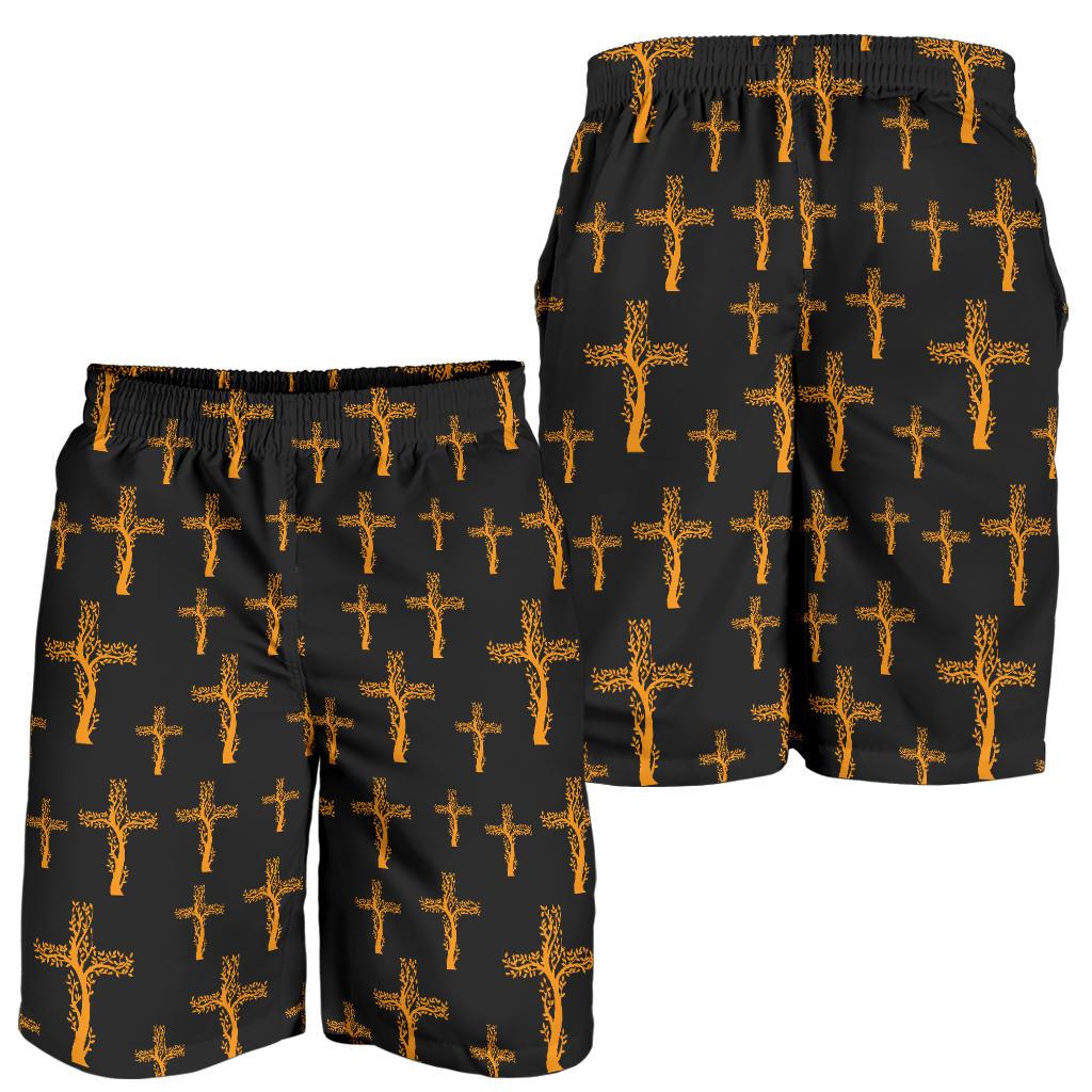 Christian Tree of Life Cross Design Mens Shorts-JTAMIGO.COM