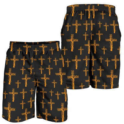 Christian Tree of Life Cross Design Mens Shorts-JTAMIGO.COM
