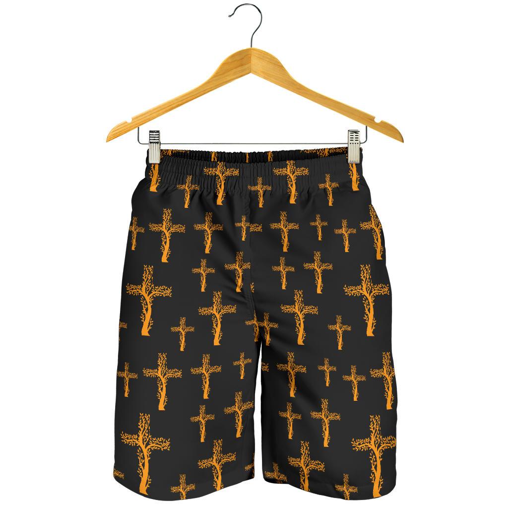 Christian Tree of Life Cross Design Mens Shorts-JTAMIGO.COM