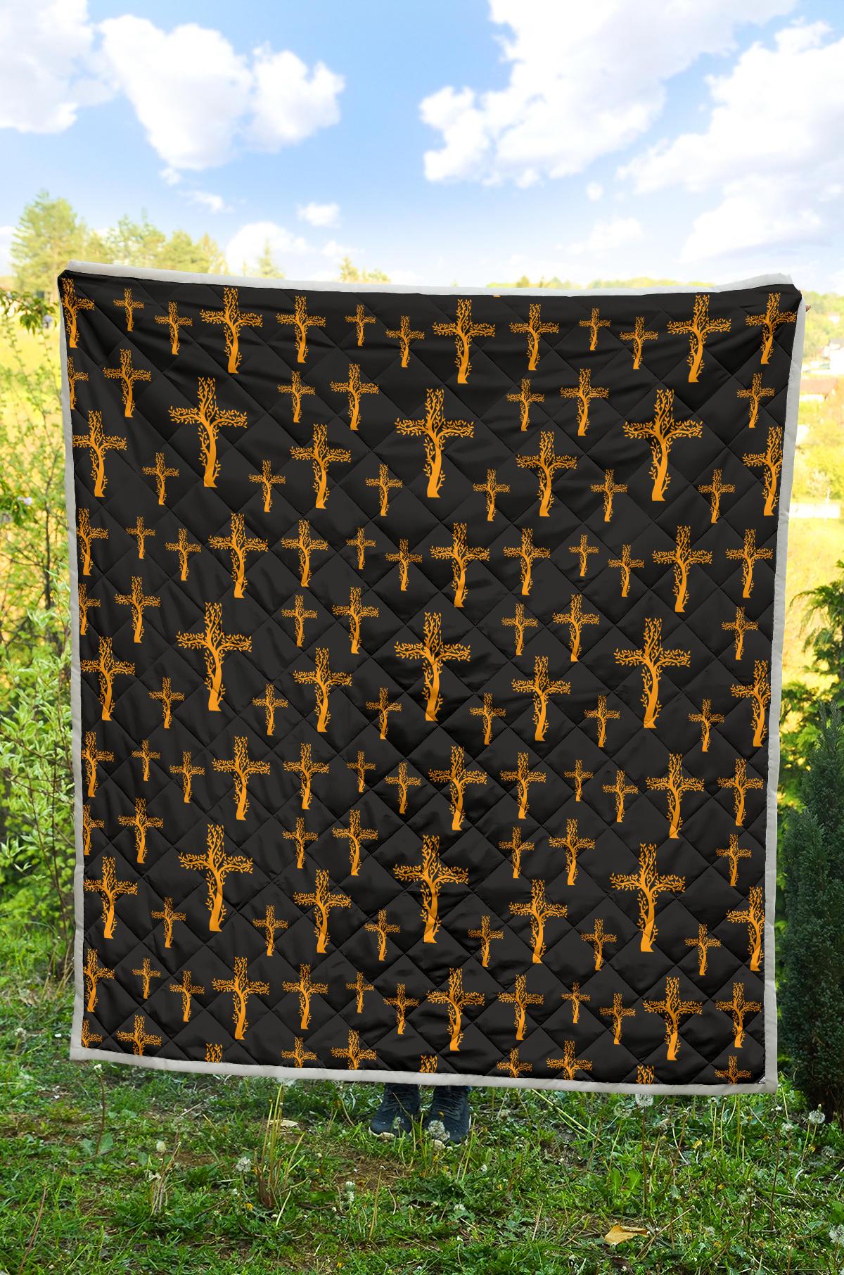 Christian Tree of Life Cross Design Premium Quilt-JTAMIGO.COM