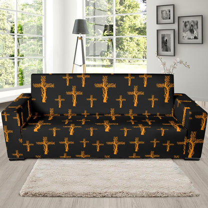 Christian Tree of Life Cross Design Sofa Slipcover-JTAMIGO.COM