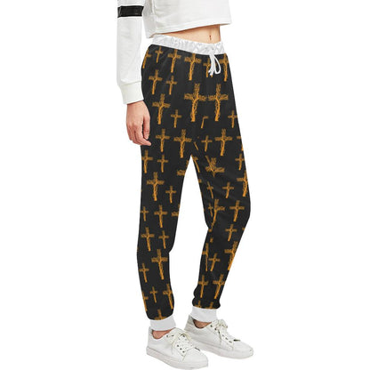 Christian Tree of Life Cross Design Unisex Casual Sweatpants (Model L11)-JTAMIGO.COM