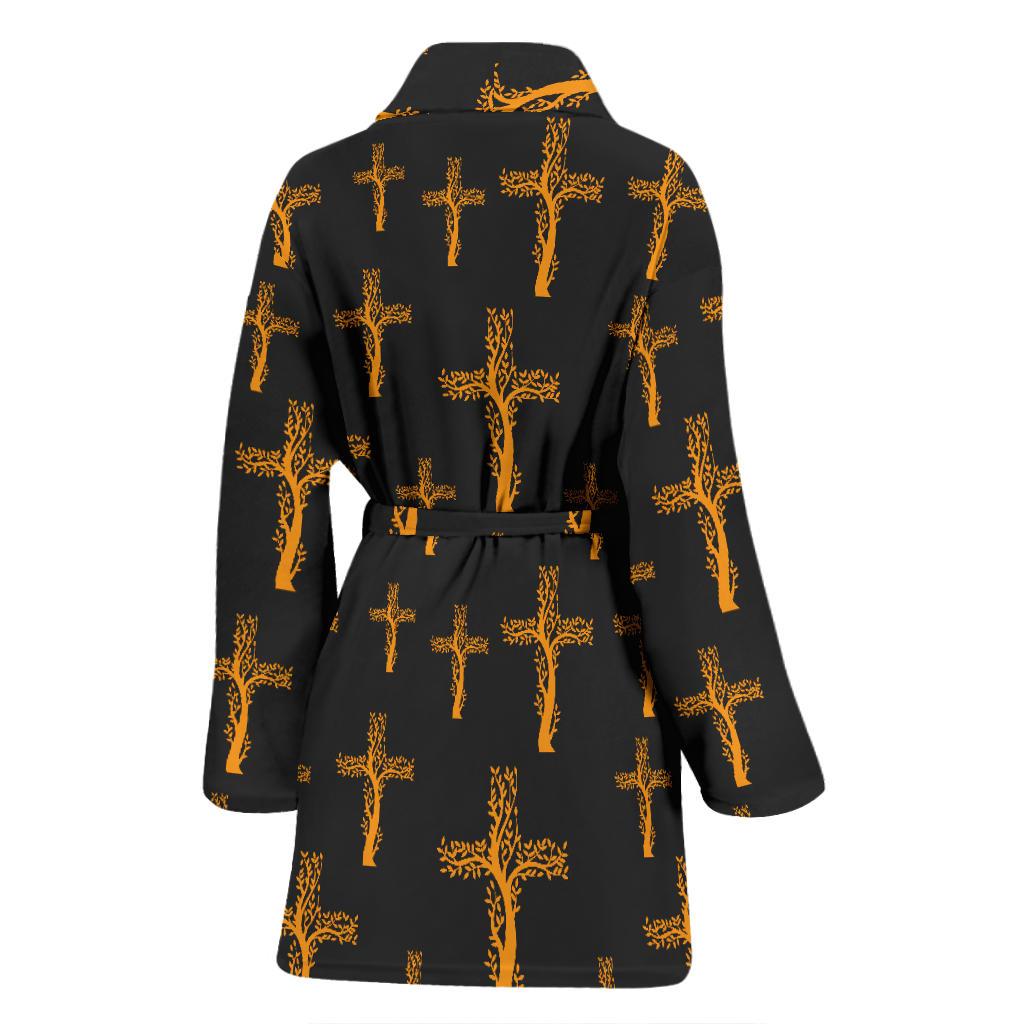 Christian Tree of Life Cross Design Women Bath Robe-JTAMIGO.COM