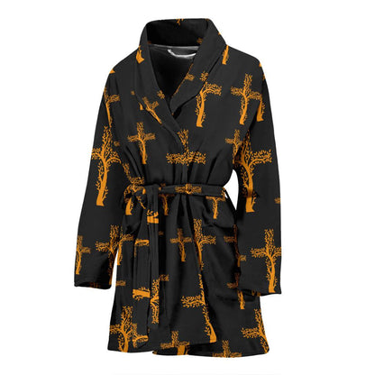 Christian Tree of Life Cross Design Women Bath Robe-JTAMIGO.COM
