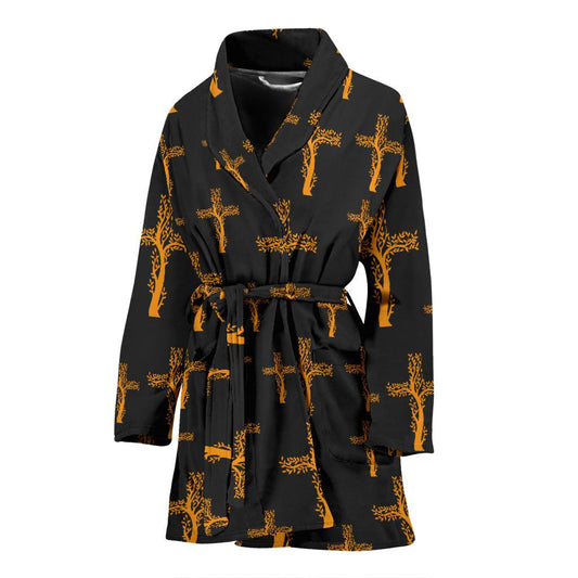 Christian Tree of Life Cross Design Women Bath Robe-JTAMIGO.COM