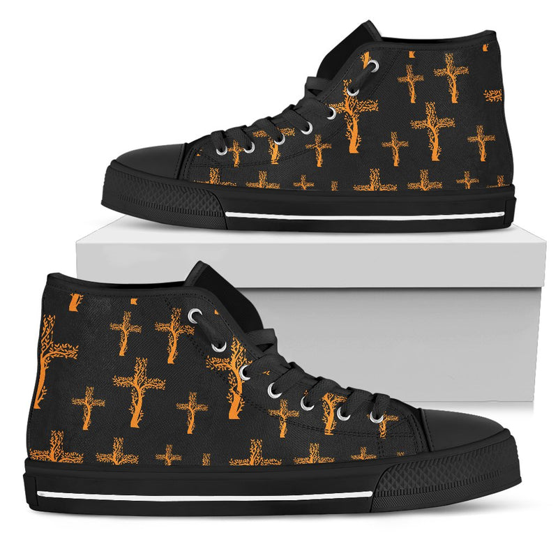 Christian Tree of Life Cross Design Women High Top Shoes