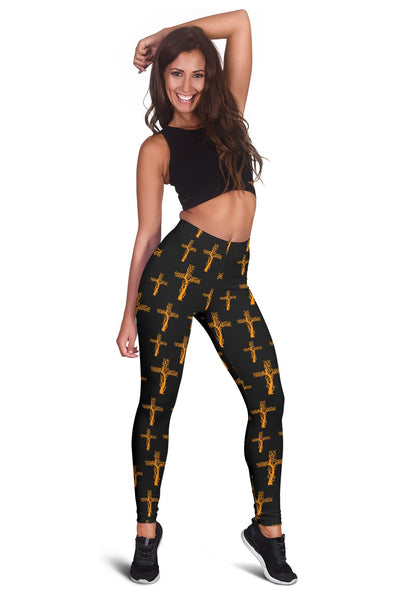 Christian Tree of Life Cross Design Women Leggings