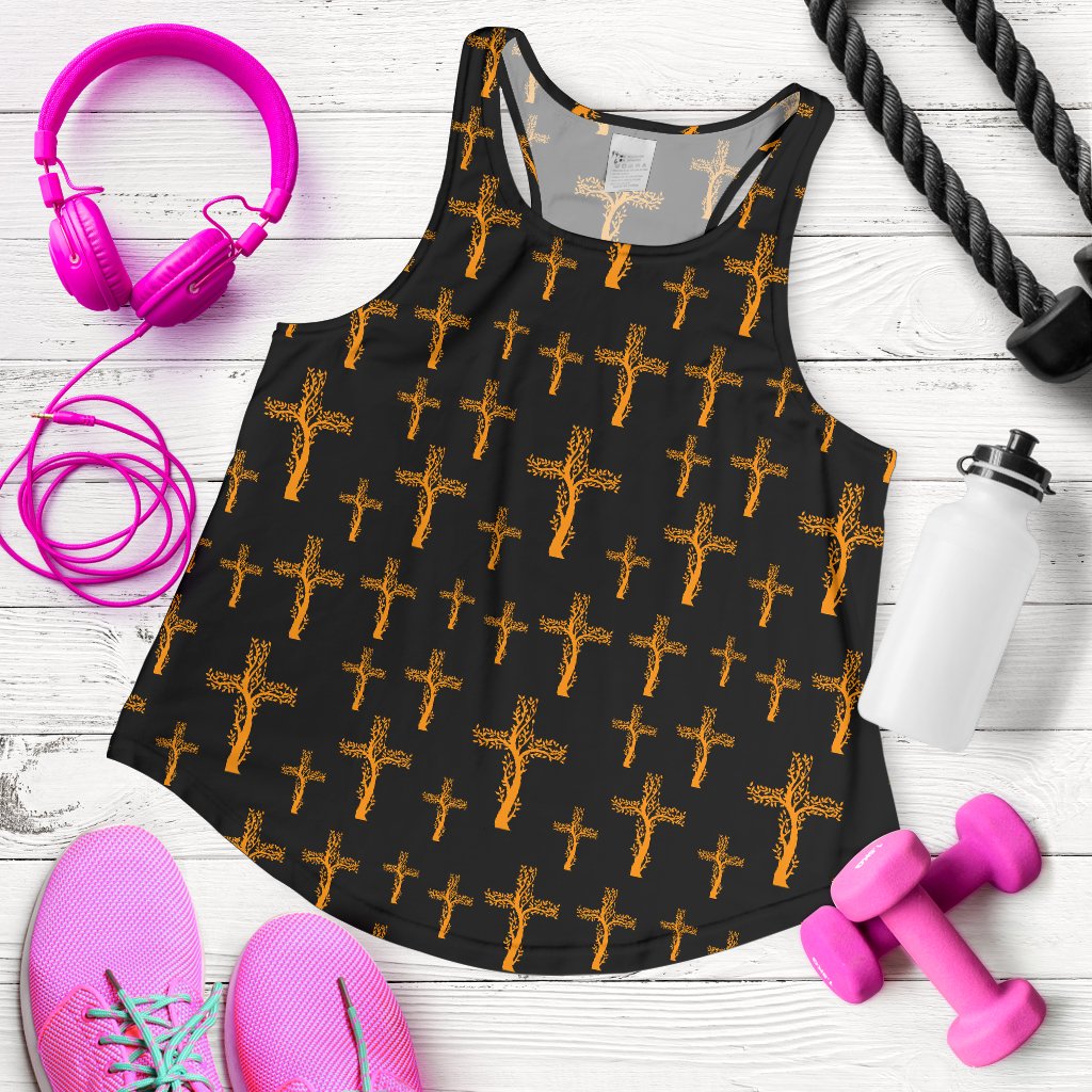 Christian Tree of Life Cross Design Women Racerback Tank Top