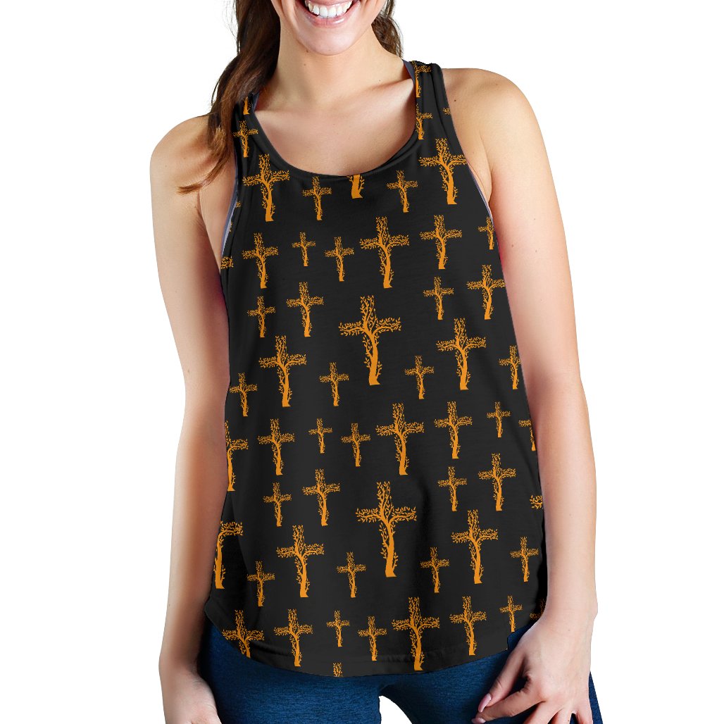Christian Tree of Life Cross Design Women Racerback Tank Top