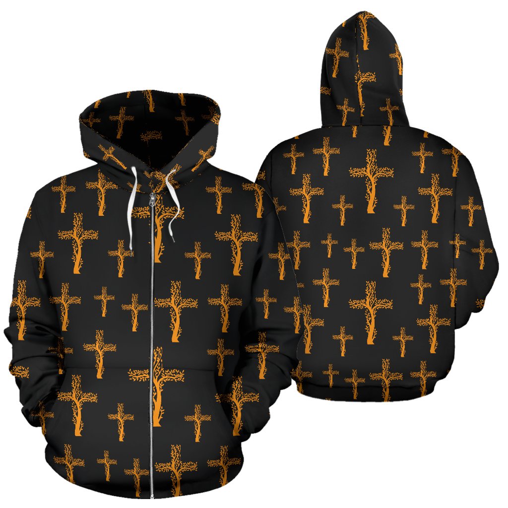 Christian Tree of Life Cross Design Zip Up Hoodie