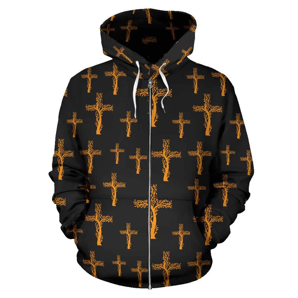 Christian Tree of Life Cross Design Zip Up Hoodie