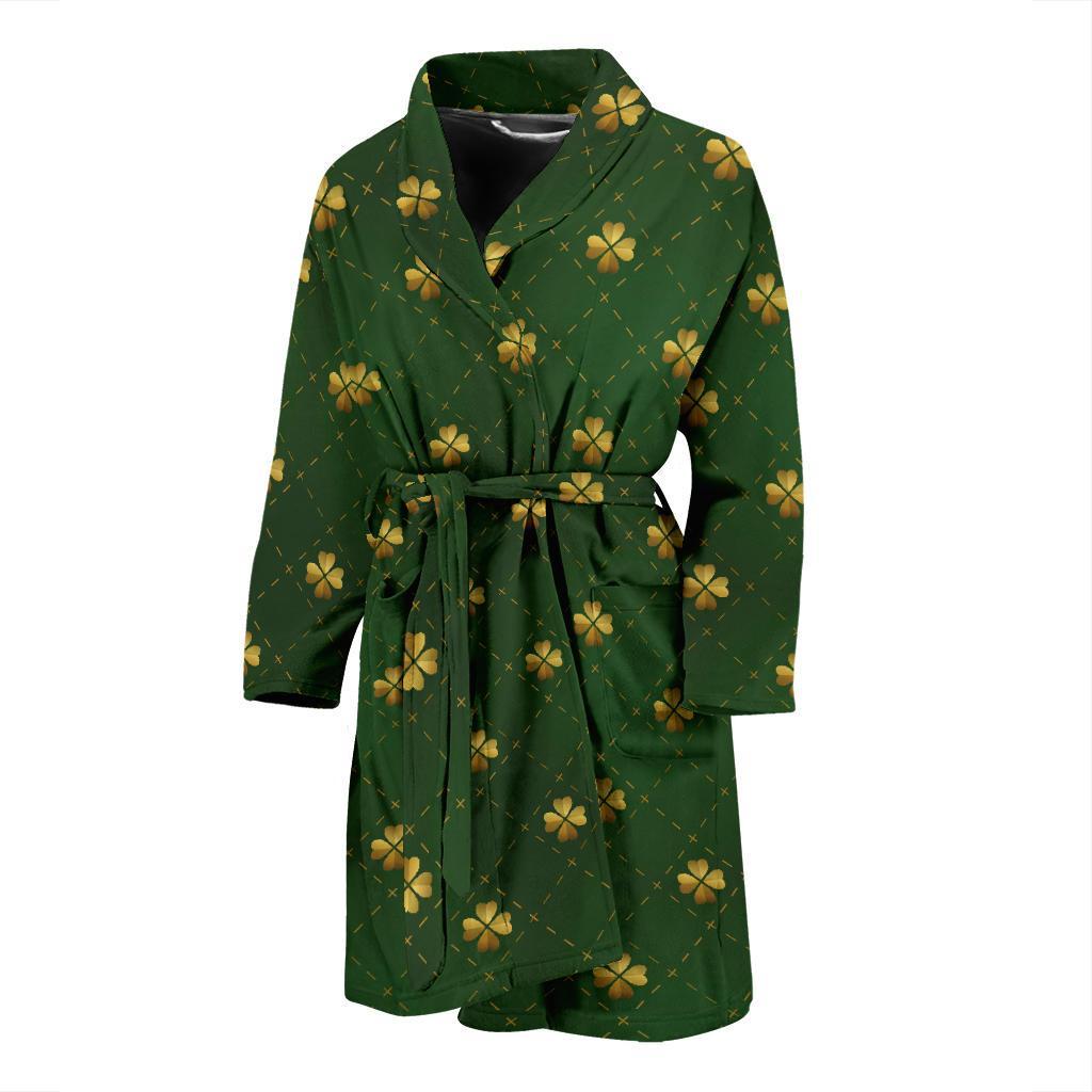 Clover Pattern Print Design 01 Men Bathrobe-JORJUNE.COM