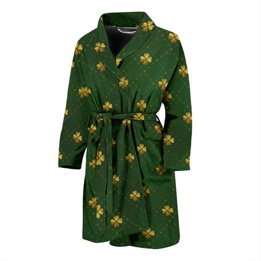 Clover Pattern Print Design 01 Men Bathrobe-JORJUNE.COM