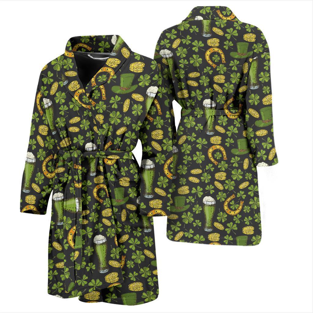 Clover St Patricks Pattern Print Design 03 Men Bathrobe-JORJUNE.COM