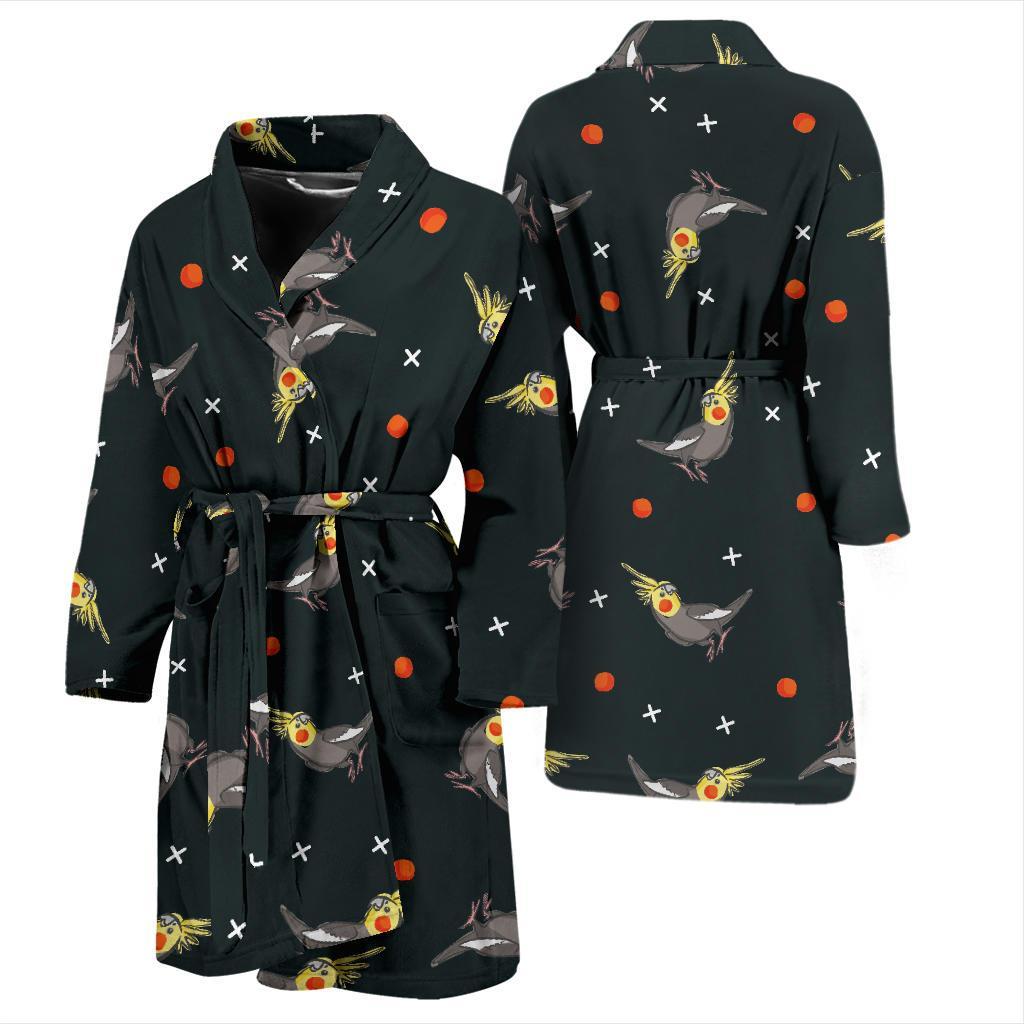 Cockatiel Pattern Print Design 02 Men Bathrobe-JORJUNE.COM