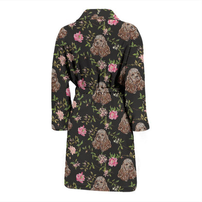 Cocker Pattern Print Design 03 Men Bathrobe-JORJUNE.COM