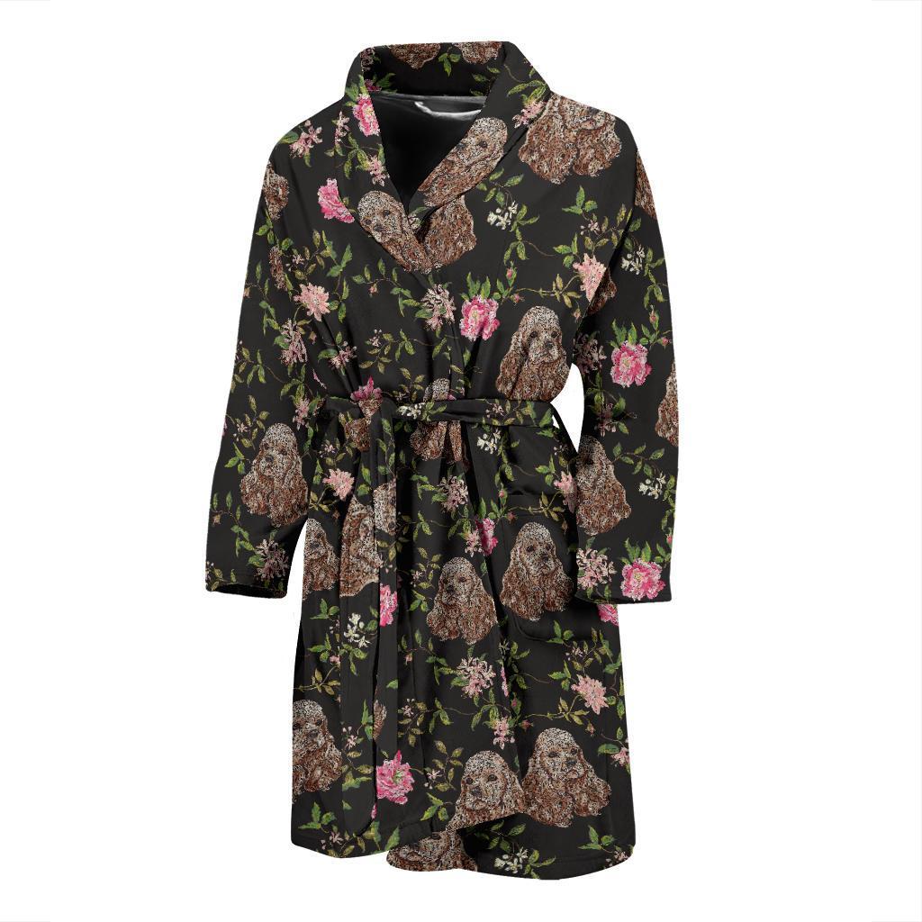 Cocker Pattern Print Design 03 Men Bathrobe-JORJUNE.COM
