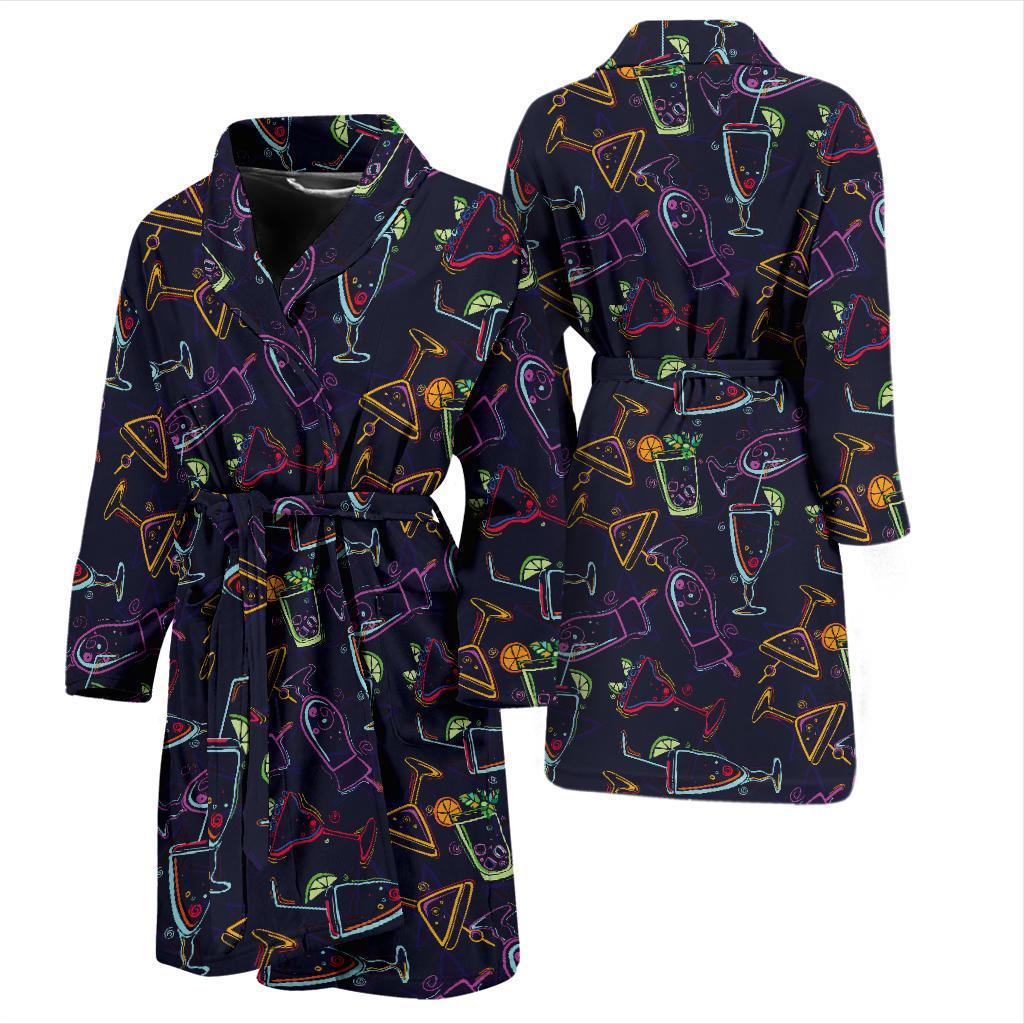 Cocktail Pattern Print Design 04 Men Bathrobe-JORJUNE.COM
