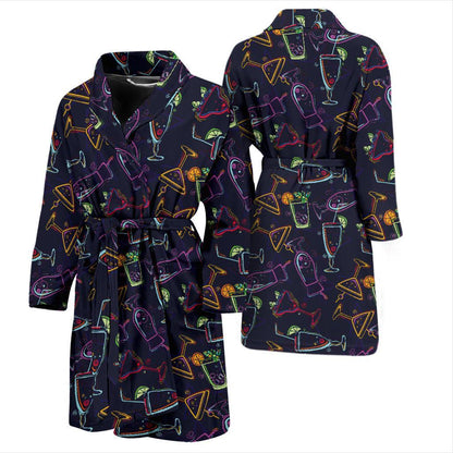 Cocktail Pattern Print Design 04 Men Bathrobe-JORJUNE.COM
