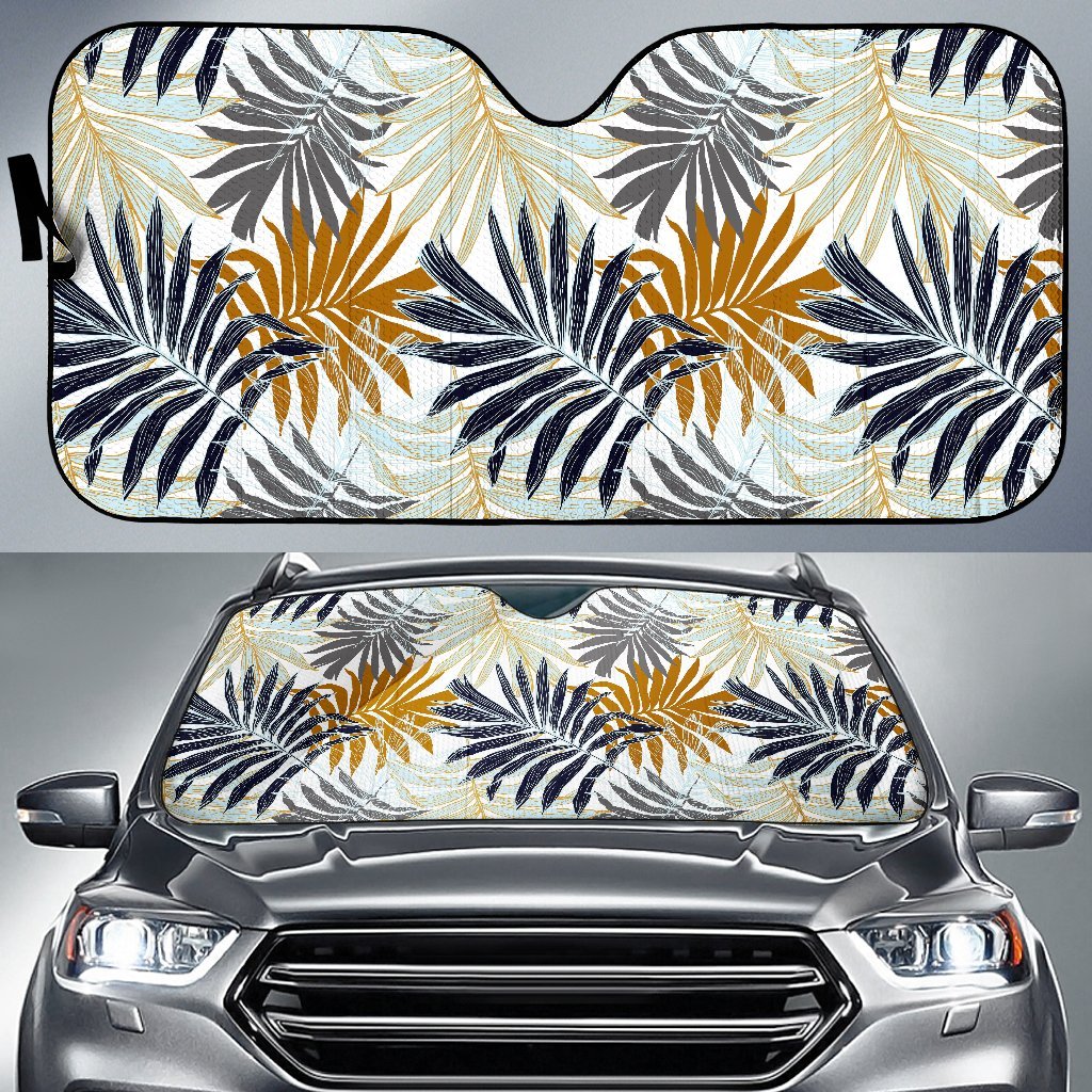 Colorful Tropical Palm Leaves Car Sun Shade For Windshield