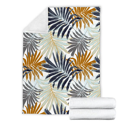 Colorful Tropical Palm Leaves Fleece Blanket