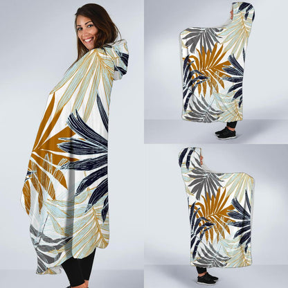 Colorful Tropical Palm Leaves Hooded Blanket-JTAMIGO.COM