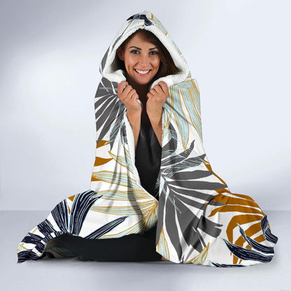 Colorful Tropical Palm Leaves Hooded Blanket-JTAMIGO.COM