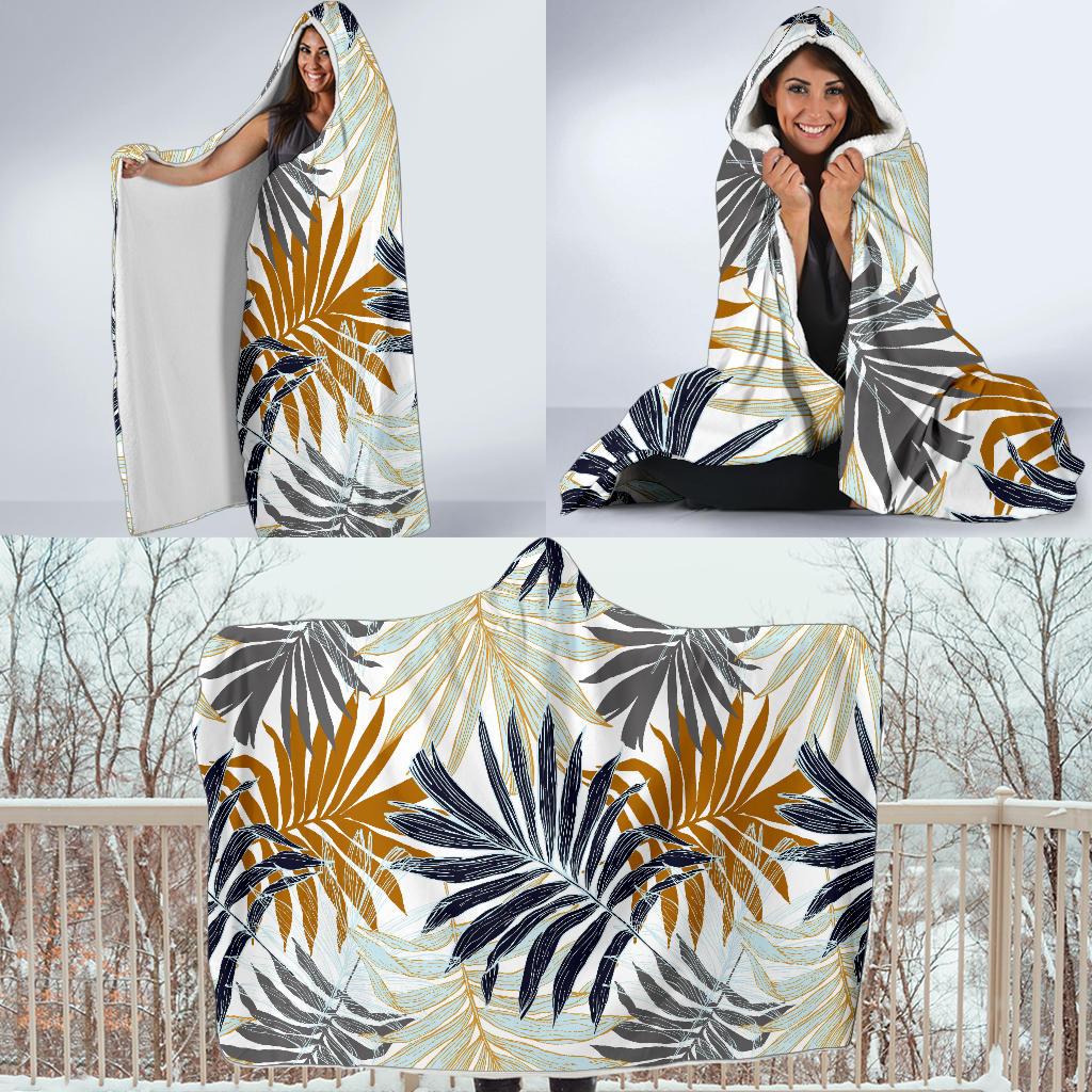 Colorful Tropical Palm Leaves Hooded Blanket-JTAMIGO.COM