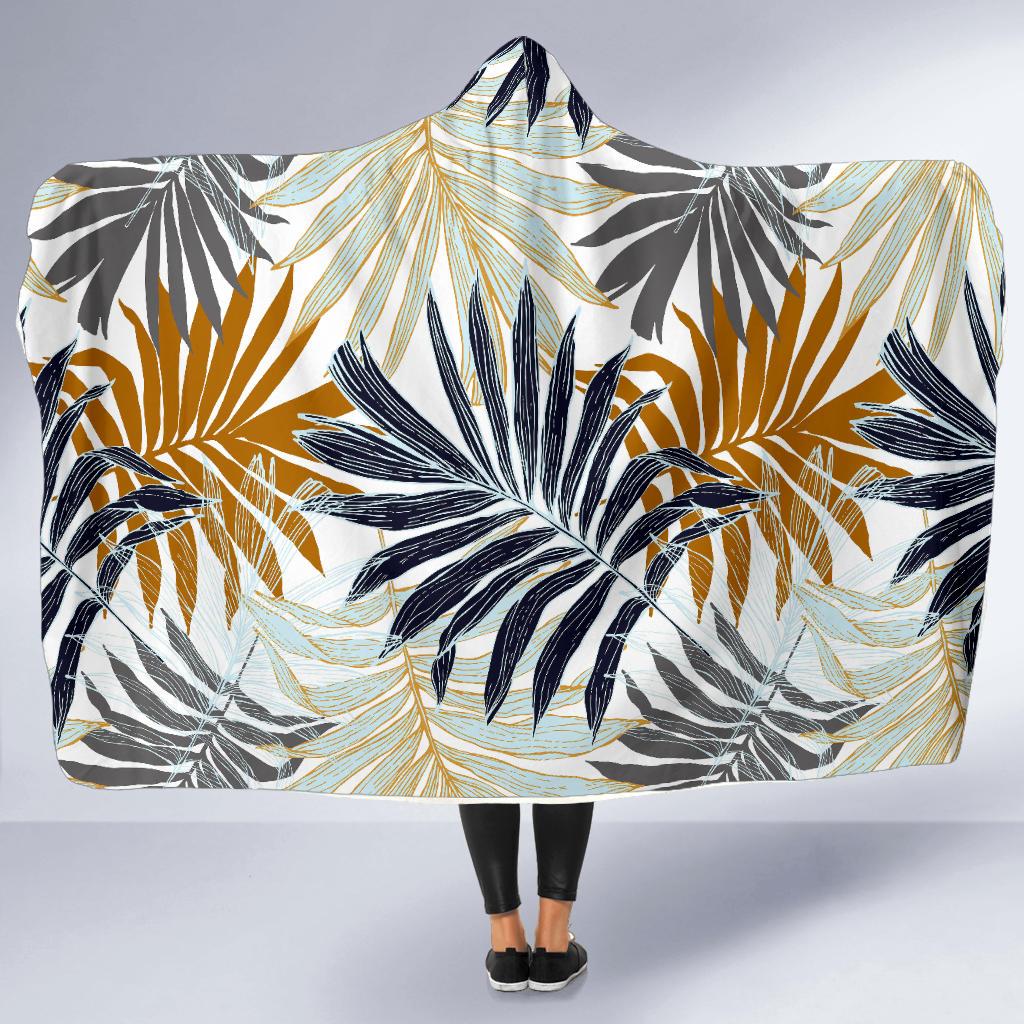 Colorful Tropical Palm Leaves Hooded Blanket-JTAMIGO.COM