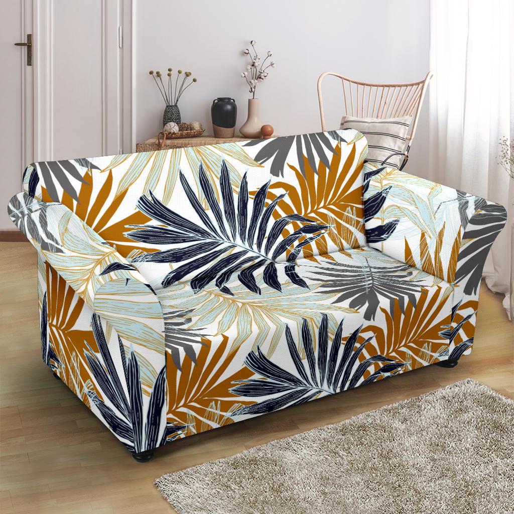 Colorful Tropical Palm Leaves Loveseat Slipcover-JTAMIGO.COM