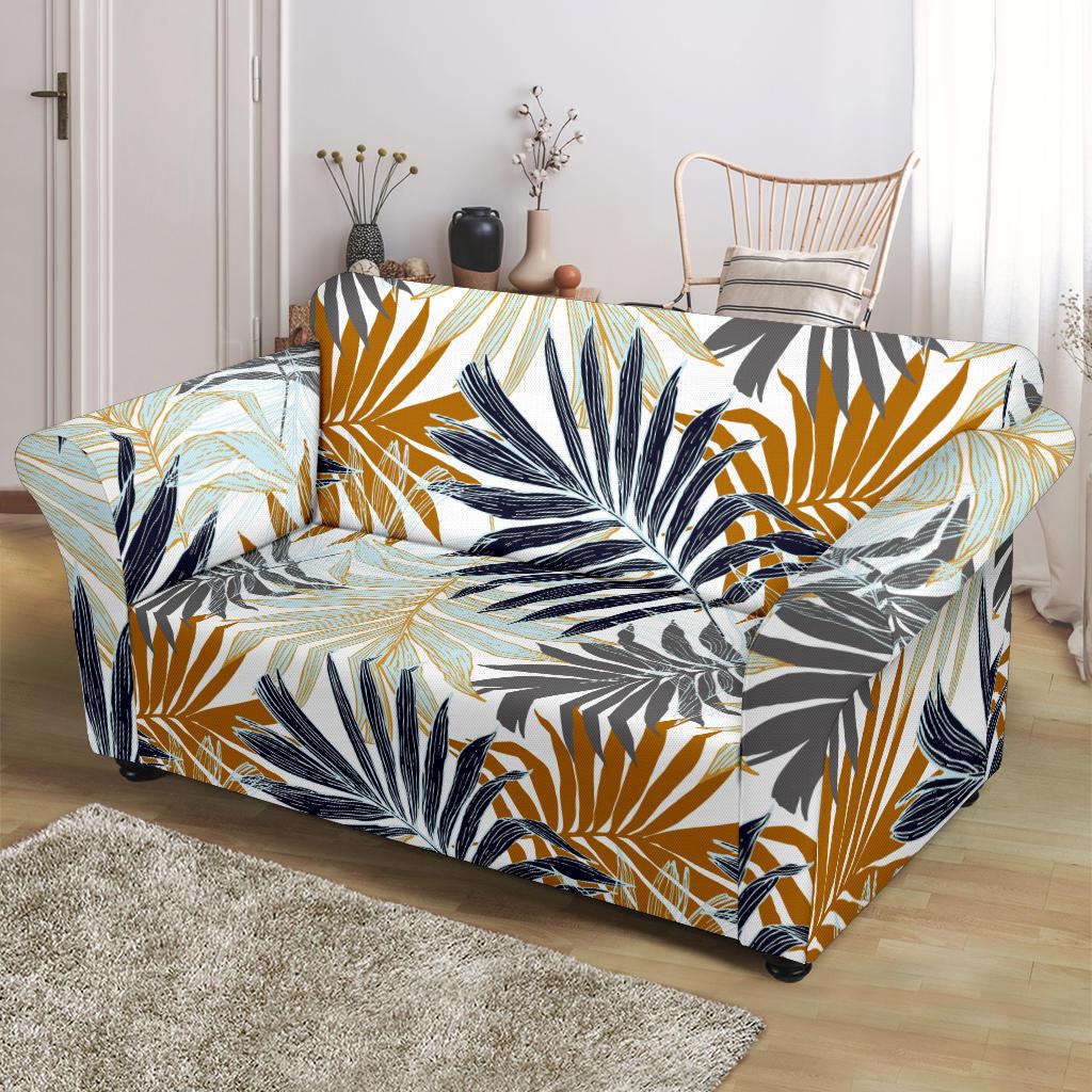 Colorful Tropical Palm Leaves Loveseat Slipcover-JTAMIGO.COM