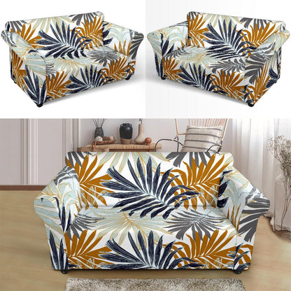 Colorful Tropical Palm Leaves Loveseat Slipcover-JTAMIGO.COM