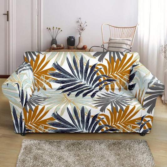 Colorful Tropical Palm Leaves Loveseat Slipcover-JTAMIGO.COM