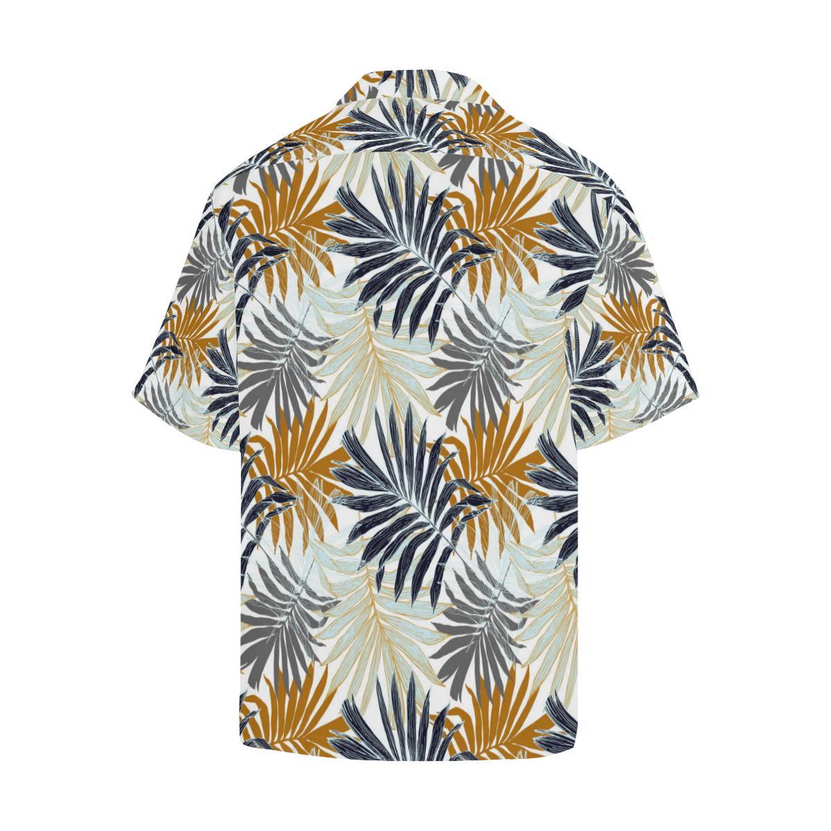 Colorful Tropical Palm Leaves Men Aloha Hawaiian Shirt