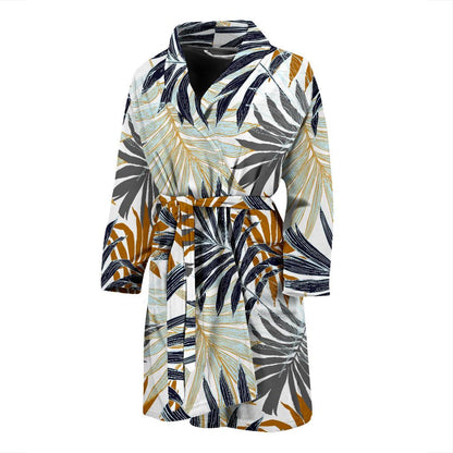 Colorful Tropical Palm Leaves Men Bath Robe-JTAMIGO.COM