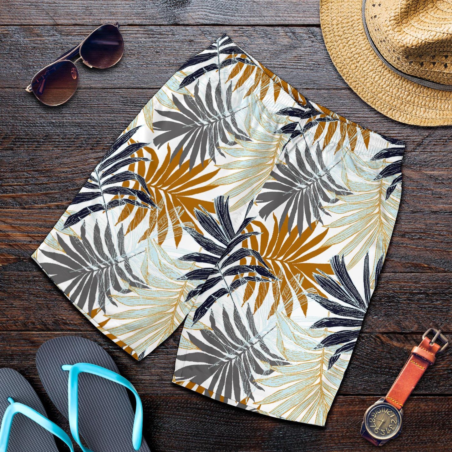 Colorful Tropical Palm Leaves Mens Shorts-JTAMIGO.COM