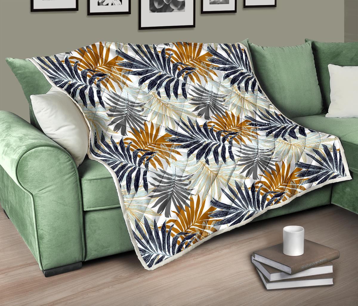 Colorful Tropical Palm Leaves Premium Quilt-JTAMIGO.COM