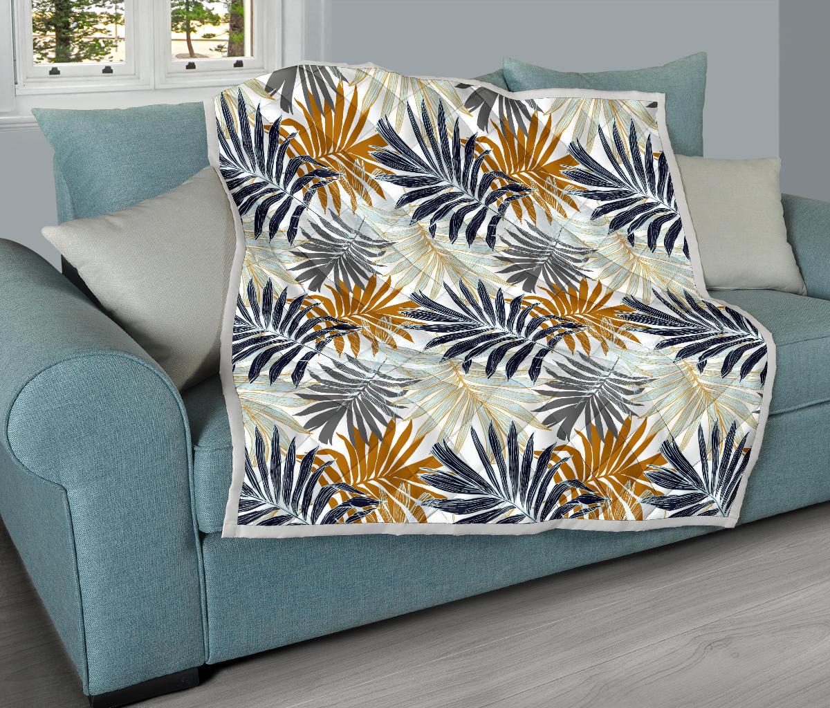 Colorful Tropical Palm Leaves Premium Quilt-JTAMIGO.COM