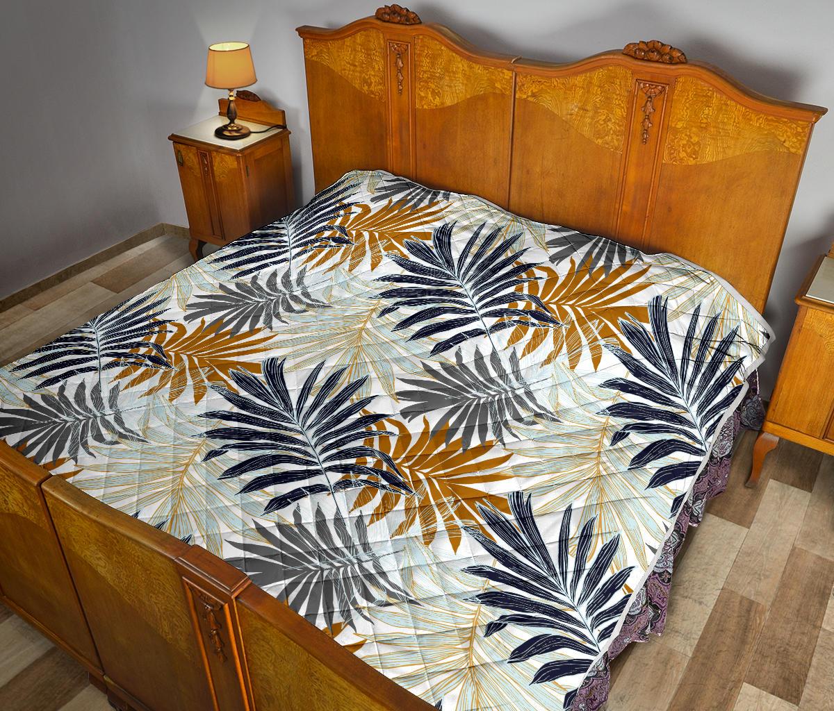 Colorful Tropical Palm Leaves Premium Quilt-JTAMIGO.COM
